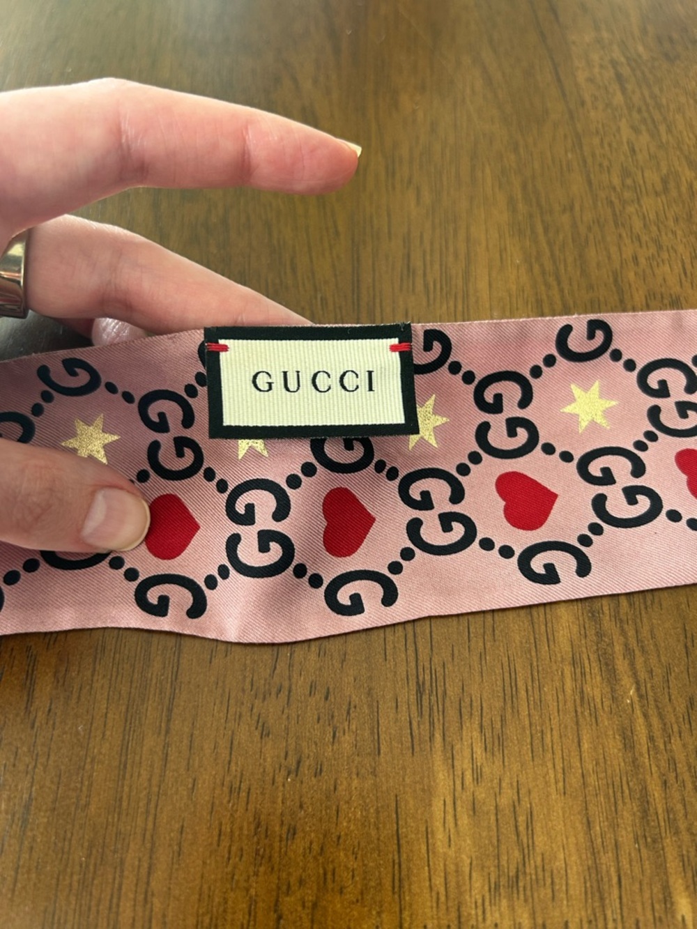 Gucci Silk Twilly / Scarf - GG, Hearts + Stars - in Limited Edition Twilly Box - Picture 3 of 6